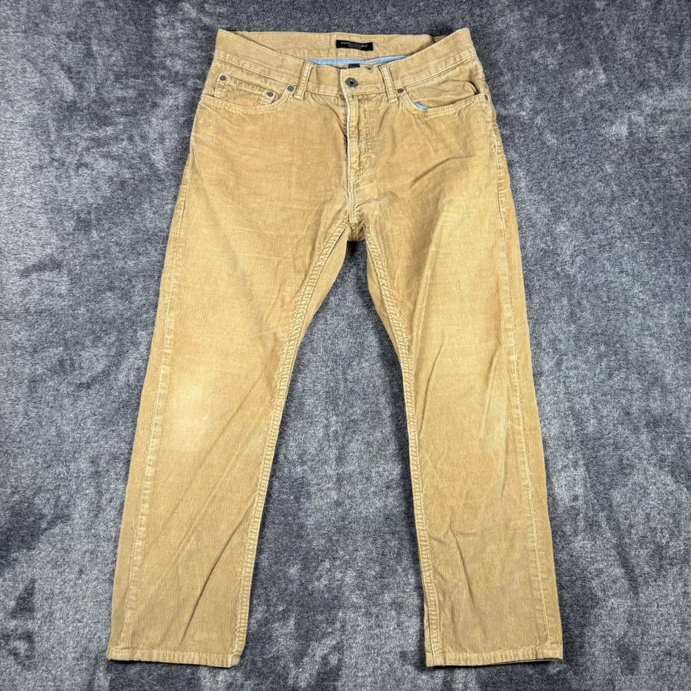 Lot of 2 Banana Republic Pima Cotton Corduroy Pants Men's Fit 30x25.5 Black Tan